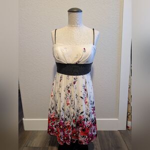 Speechless Strapless Floral Dress with Black Waistband